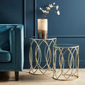 Orsina Avantis Set of 2 Gold Side Tables | Mirrored Glass & Metal