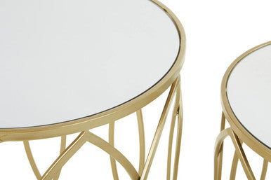 Orsina Avantis Set of 2 Gold Side Tables | Mirrored Glass & Metal