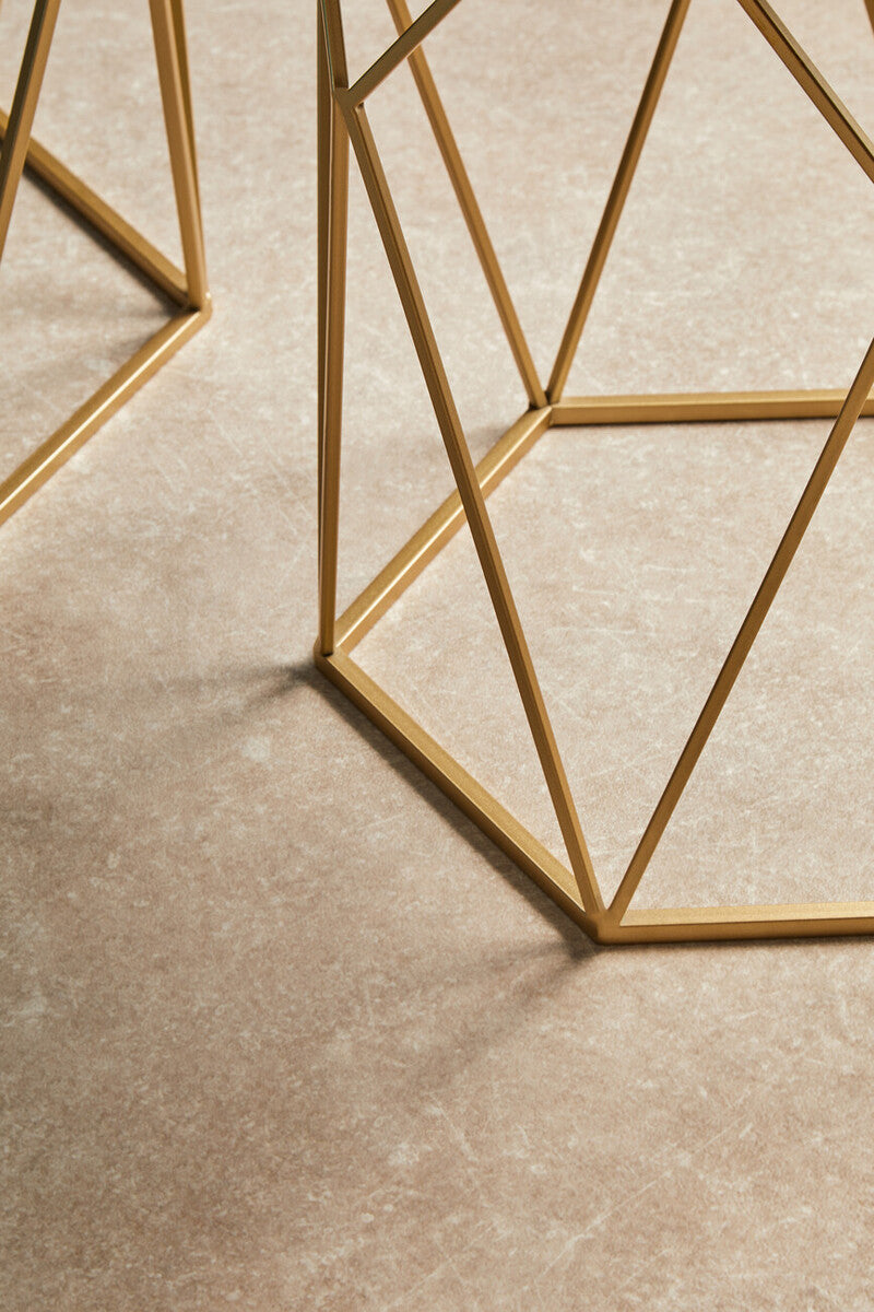 Orsina Avantis Set of 2 Hexagonal Mirrored Nesting Side Tables - Gold