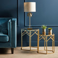 Orsina Avantis Gold Hexagonal Side Tables with Mirrored Glass - Set of 2
