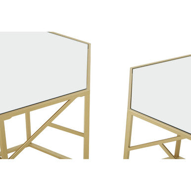 Orsina Avantis Gold Hexagonal Side Tables with Mirrored Glass - Set of 2