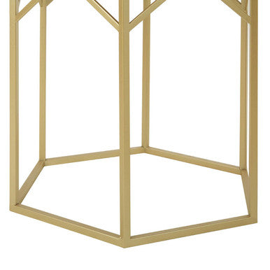 Orsina Avantis Gold Hexagonal Side Tables with Mirrored Glass - Set of 2
