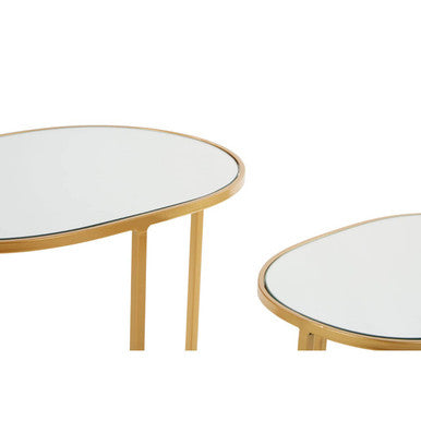 Orsina Avantis Gold Oval Side Tables – Set of 2 Mirrored Glass Tops