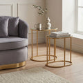 Orsina Avantis Gold Oval Side Tables – Set of 2 Mirrored Glass Tops