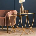 Orsina Avantis Gold Bamboo Side Tables | Set of 2 Mirrored Glass Tops