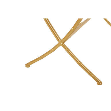 Orsina Avantis Gold Bamboo Side Tables | Set of 2 Mirrored Glass Tops