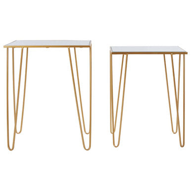 Orsina Avantis Mirrored Glass Side Tables - Set of 2 Gold Hairpin Legs