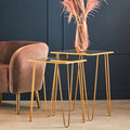 Orsina Avantis Mirrored Glass Side Tables - Set of 2 Gold Hairpin Legs