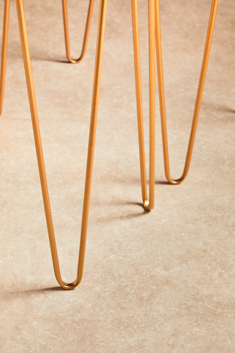 Orsina Avantis Mirrored Glass Side Tables - Set of 2 Gold Hairpin Legs