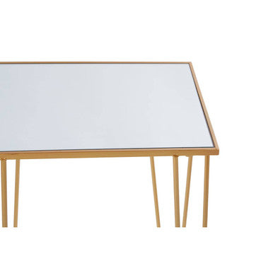 Orsina Avantis Mirrored Glass Side Tables - Set of 2 Gold Hairpin Legs