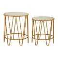 Orsina Avantis Gold Hairpin Side Tables – Set of 2 Mirrored Glass Tops