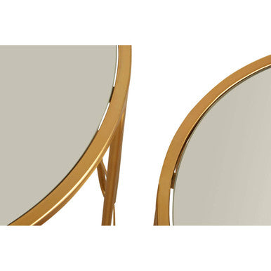 Orsina Avantis Gold Hairpin Side Tables – Set of 2 Mirrored Glass Tops