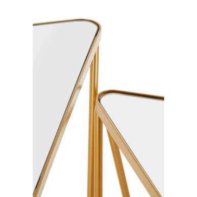 Orsina Avantis Gold Mirrored Triangle Side Tables - Set of 2