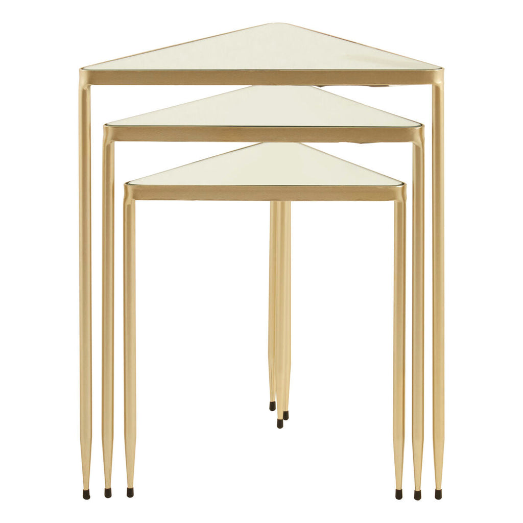 Orsina Avantis Mirrored Glass Nesting Tables - Gold Triangle Set of 3