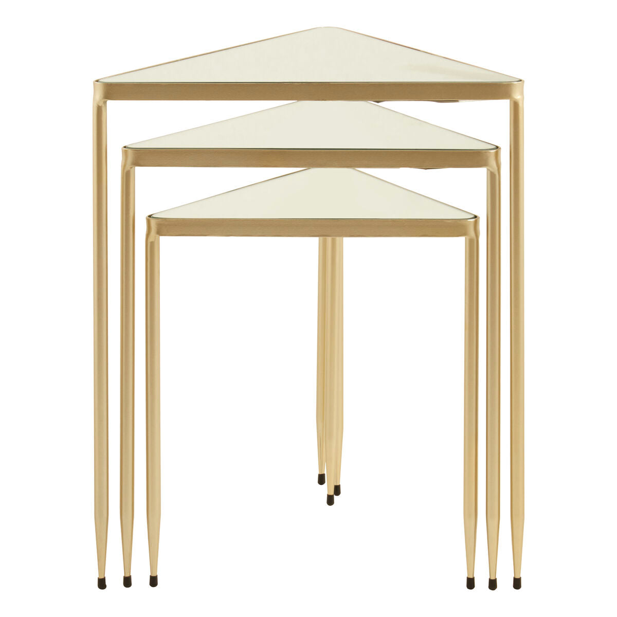 Orsina Avantis Mirrored Glass Nesting Tables - Gold Triangle Set of 3