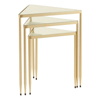 Orsina Avantis Mirrored Glass Nesting Tables - Gold Triangle Set of 3