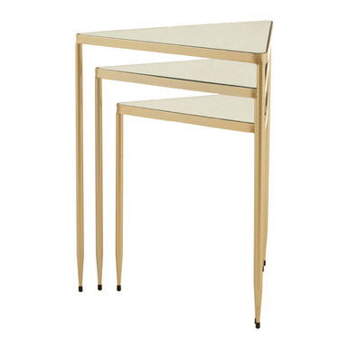 Orsina Avantis Mirrored Glass Nesting Tables - Gold Triangle Set of 3