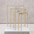 Orsina Avantis Mirrored Glass Nesting Tables - Gold Triangle Set of 3