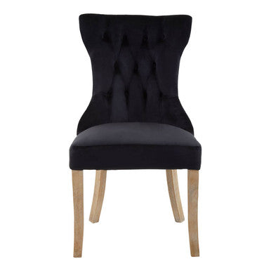 Orsina Kensington Townhouse Black Buttoned Dining Chair | Tufted Wood