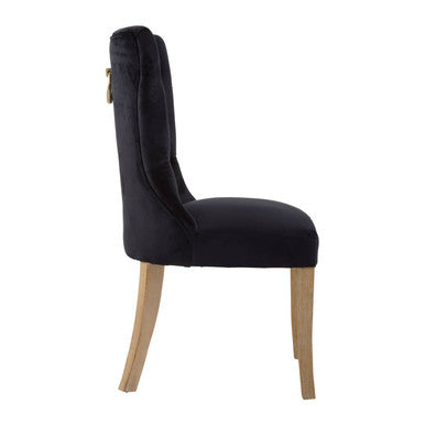 Orsina Kensington Townhouse Black Buttoned Dining Chair | Tufted Wood