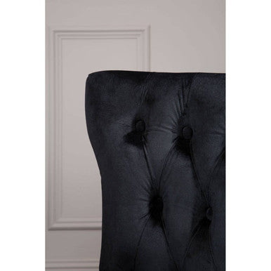 Orsina Kensington Townhouse Black Buttoned Dining Chair | Tufted Wood