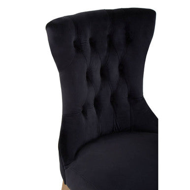 Orsina Kensington Townhouse Black Buttoned Dining Chair | Tufted Wood