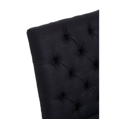 Orsina Kensington Black Linen Dining Chair with Tufted Backrest