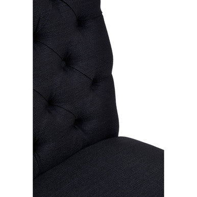 Orsina Kensington Black Linen Dining Chair with Tufted Backrest