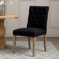 Orsina Kensington Black Linen Dining Chair with Tufted Backrest