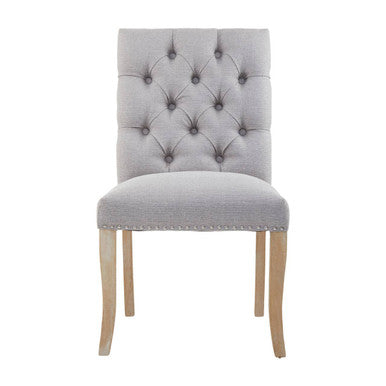 Orsina Kensington Grey Linen Dining Chair – Tufted Rubberwood Seat