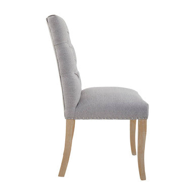 Orsina Kensington Grey Linen Dining Chair – Tufted Rubberwood Seat