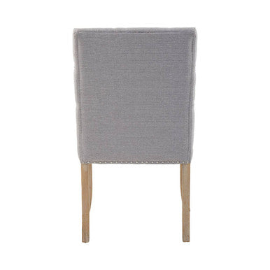 Orsina Kensington Grey Linen Dining Chair – Tufted Rubberwood Seat