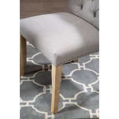 Orsina Kensington Grey Linen Dining Chair – Tufted Rubberwood Seat