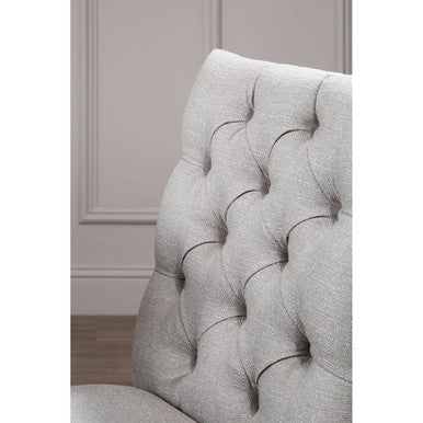 Orsina Kensington Grey Linen Dining Chair – Tufted Rubberwood Seat
