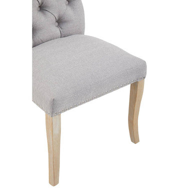 Orsina Kensington Grey Linen Dining Chair – Tufted Rubberwood Seat