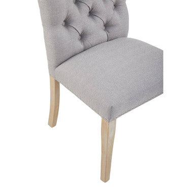 Orsina Kensington Grey Linen Dining Chair – Tufted Rubberwood Seat