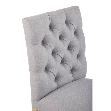 Orsina Kensington Grey Linen Dining Chair – Tufted Rubberwood Seat