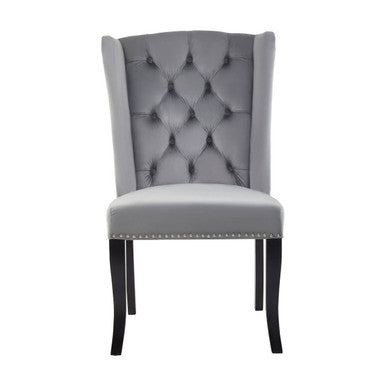 Orsina Kensington Grey Velvet Dining Chair – Tufted Winged Back
