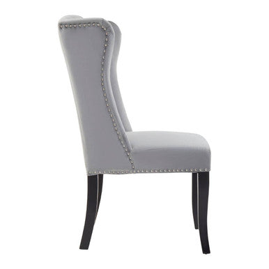 Orsina Kensington Grey Velvet Dining Chair – Tufted Winged Back
