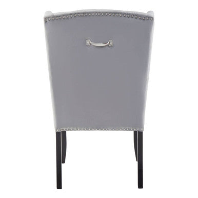 Orsina Kensington Grey Velvet Dining Chair – Tufted Winged Back
