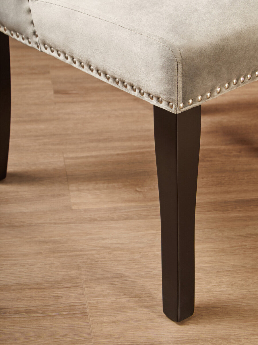 Orsina Kensington Grey Velvet Dining Chair – Tufted Winged Back