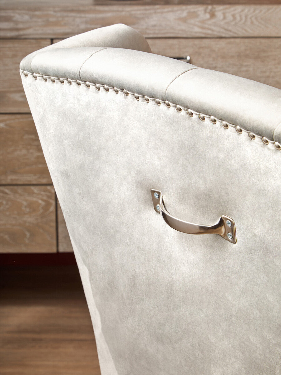 Orsina Kensington Grey Velvet Dining Chair – Tufted Winged Back