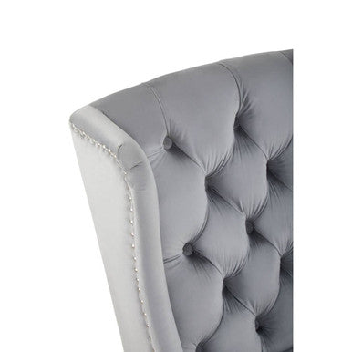 Orsina Kensington Grey Velvet Dining Chair – Tufted Winged Back