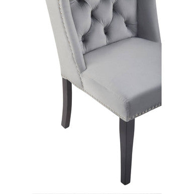 Orsina Kensington Grey Velvet Dining Chair – Tufted Winged Back