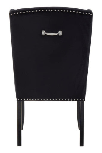 Orsina Kensington Black Velvet Dining Chair – Tufted Winged Back