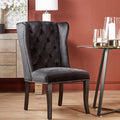 Orsina Kensington Black Velvet Dining Chair – Tufted Winged Back