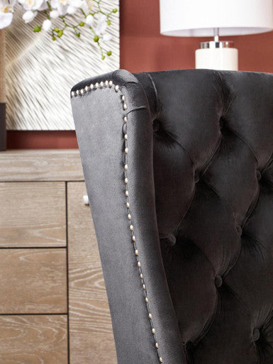 Orsina Kensington Black Velvet Dining Chair – Tufted Winged Back
