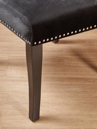 Orsina Kensington Black Velvet Dining Chair – Tufted Winged Back