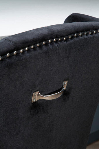 Orsina Kensington Black Velvet Dining Chair – Tufted Winged Back
