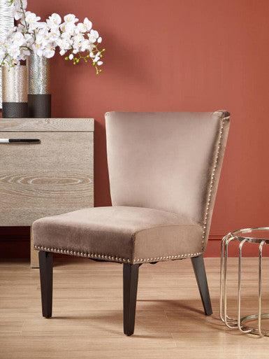Orsina Kensington Townhouse Mink Wingback Dining Chair | Stud Detail